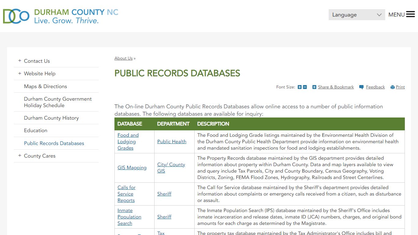 Public Records Databases | Durham County